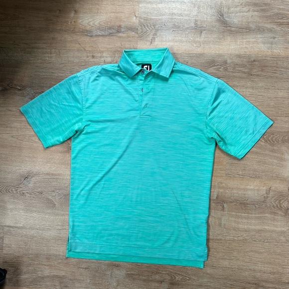 Foot Joy Mens Polo Collared 1/4 Button Golf Shirt Teal Green Sz Small - Picture 2 of 10
